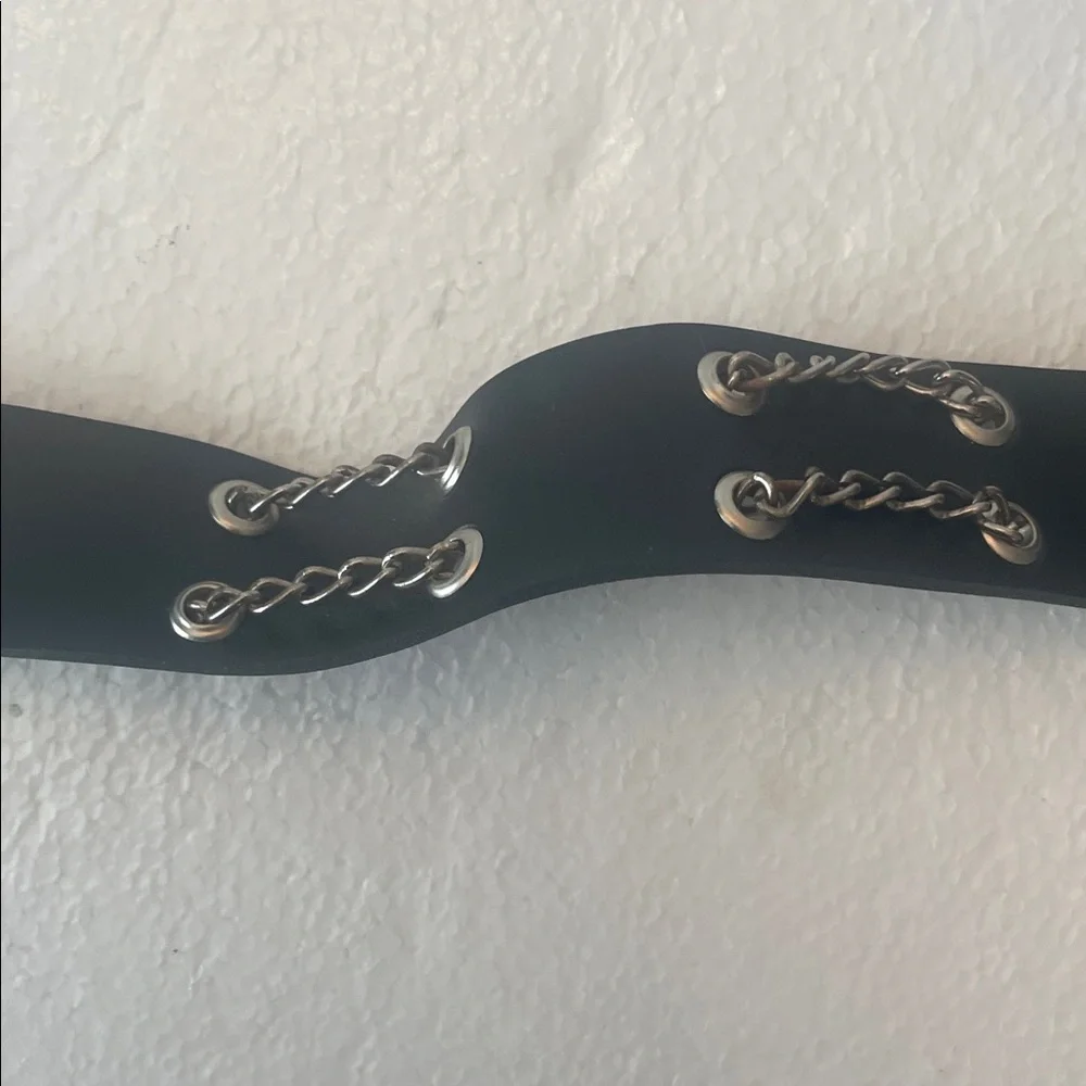 Vintage Y2K adjustable Black Belt with studded Chain Detail girls